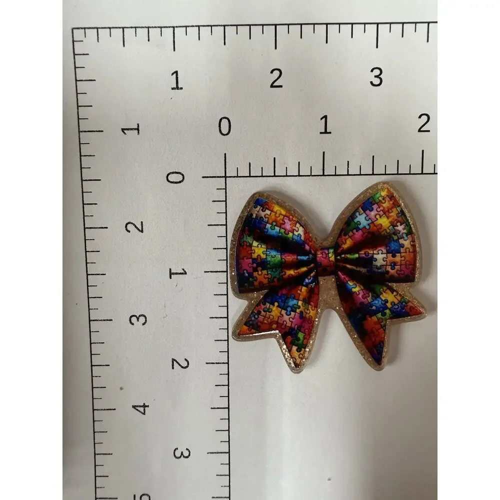 7 Pc Autism Awareness Bow Acrylic Flatbacks